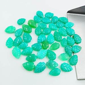 Perles de Chrysoprase Naturel Sculptées en Forme de Feuille, Magnifiques et Très Demandées, pour la Fabrication de Bijoux, 5x6-7x10mm, Vente en Gros, Faits à la Main - Product Image 2