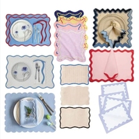 Serviettes en lin 100% faites à la main, colorées, avec bord festonné, ensembles de sets de table pour des banquets de mariage élégants, décoration de table pour dîner