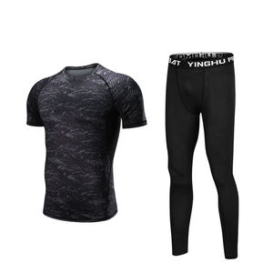 Ensembles de sport pour hommes, couleur unie, automne, gym, fitness, course à pied, avec col montant, séchage rapide, respirant - Product Image 5