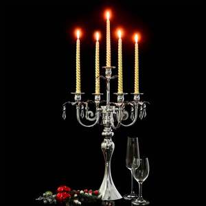 Candélabre en argent à 5 bras, porte-bougie, centre de table de mariage, décoration en métal durable - Product Image 5