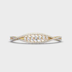 Lab Grown Diamond Marquise Leaf Pavé <b>Bangle</b> Bracelet in 9KT Yellow / White / <b>Rose</b> <b>Gold</b> - Product Image 1