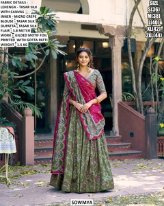 Lehenga Choli en soie orné Eclipse pour femmes - Tenue de soirée traditionnelle longue jusqu'au sol - Product Image 1