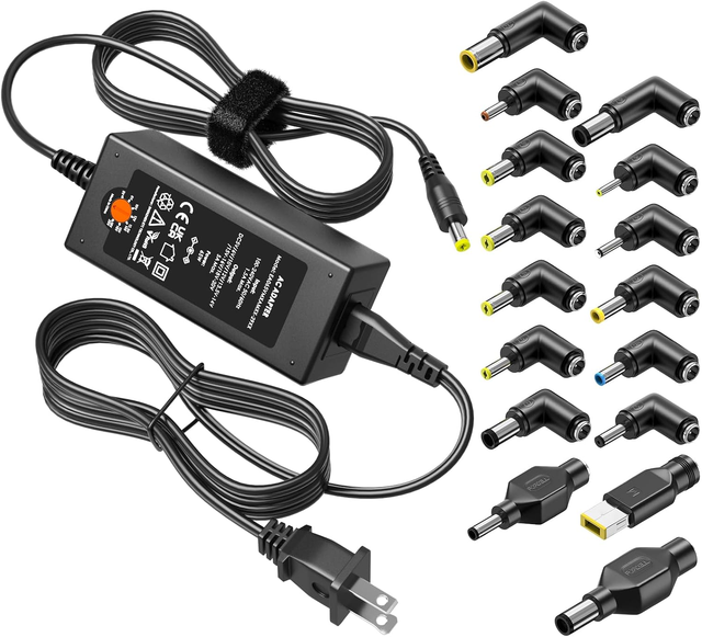 65W Universal Laptop Charger for Lenovo HP Dell Acer ASUS Samsung Monitor Power Cord 5V -20V DC Power Supply with 16 Tips