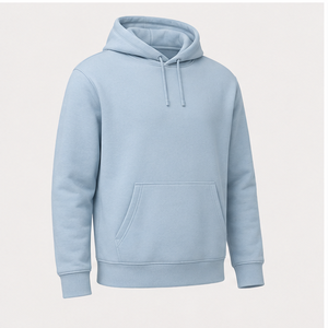 Sweat à capuche droit classique pour homme, bleu glace, personnalisable, avec cordon de serrage ton sur ton, poche kangourou, en polaire brossée compacte MHOOD-0029 - Product Image 3
