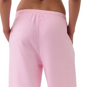 Pantalones de chándal de forro polar rosa para mujer, de pierna ancha, cintura elástica, ajuste holgado, suaves, informales, de invierno, con bolsillos - Product Image 4