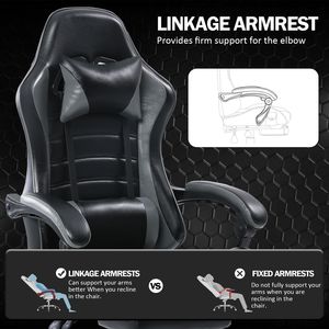 Sedia da Gaming Ergonomica per Adulti con Poggiapiedi e Supporto Lombare in Pelle PU - Product Image 3
