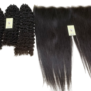 Swiss Lace 13x6 HD Frontal Naturel Droit Birman Bouclés Naturel Cheveux Raides Bundles Trame Extensions Cheveux Humains Bruts Vietnam - Product Image 1
