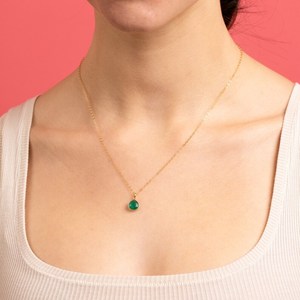 NIKHIL GEMS Élégant pendentif goutte d'eau en onyx vert, chaîne en argent, bijoux vintage, cadeau de fiançailles avec expertie tierce - Product Image 5