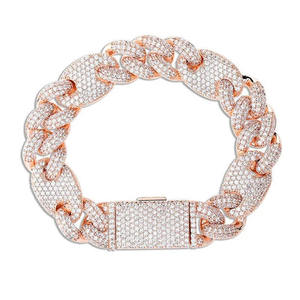 สร้อยข้อมือคิวบันลิงค์ประดับมอยส์ซาไนต์สุดหรูสำหรับผู้ชาย  แบบ Iced Out Miami Cuban Chain ชุบทอง เครื่องประดับฮิปฮอป ขายส่ง สร้อยข้อมือแฟชั่น - Product Image 2