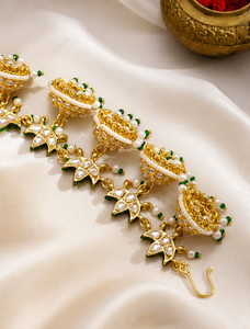 Elegante Cadena para el Cabello de Novia Chapada en Oro con Adornos de Perlas para Boda, Accesorio de Joyería para el Cabello de Mujer - Product Image 4