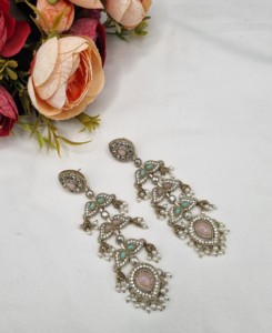 Boucles d'oreilles pendantes en zircon faites à la main avec perles, bijoux fantaisie pour soirée, bijoux artificiels pour femmes, fabricant - Product Image 5