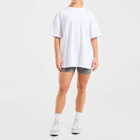 T-shirt de sport pour femme, coupe droite, épaules tombantes, col rond, couleur unie, respirant, en jersey, style streetwear, tendance actuelle, vente en gros