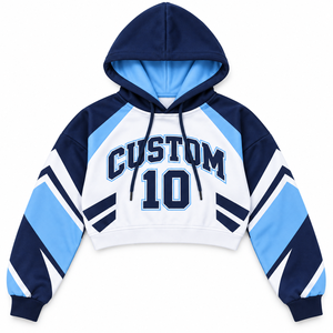 <b>Women</b> Raglan Cropped Hoodie Custom Letter Knitted ODM Front Color Block <b>Pullover</b> <b>for</b> Fitness Cheer - Product Image 4