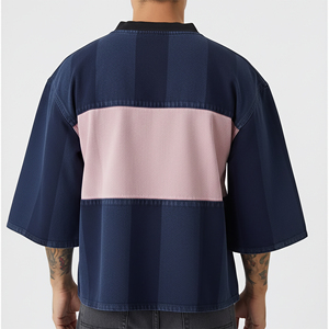 Nouveau T-shirt Hip Hop Homme 2026 Personnalisé avec Logo Imprimé DTF, Coupe Oversize, Écologique, Épaules Tombantes, Bicolore, 100% Coton - Product Image 4