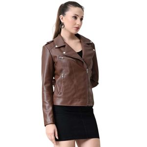 Women <b>Real</b> <b>Leather</b> <b>Jacket</b> New Design Style Wholesale Windproof Genuine <b>Leather</b> Zipper up Waterproof <b>Jacket</b> Women's Clothing - Product Image 4
