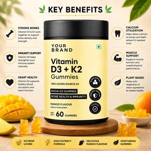 Gomitas de vitamina D3 más K2 de marca privada OEM para el apoyo óseo e inmunológico - Product Image 3