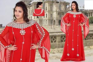 Vestido Kaftan Tradicional Musulmán con Diseño Marroquí Rojo Dubai Farasha, con Cuentas de Piedra, Trabajo Hecho a Mano, Transpirable y Ligero 2024 - Product Image 2
