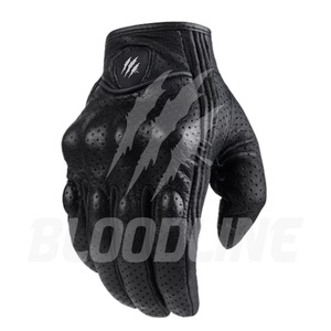 Black Leather Motorcycle <b>Gloves</b> Wrist Length Breathable Unlined Sporty Style for Cycling Outdoor Sports Four Seasons Use - Product Image 1