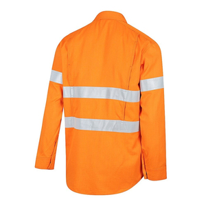 Custom Logo Cotton Road Traffic Mining Mechanic Industrial Construction Worker Security Hi Vis Reflective Safety <b>Work</b> Shirt - Product Image 3