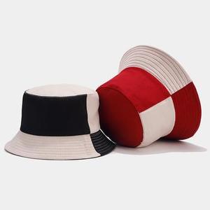 Unisex Color Blocking Bucket Hat Cotton <b>Yarn</b> Canvas Casual Spring Summer Adult Contrast Design - Product Image 1