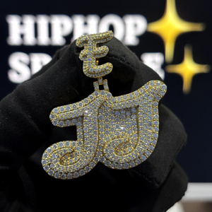 Colgante con Letra Inicial Personalizada, Plata de Ley 925, Moissanita VVS, Chapado en Oro de 18K, Estilo Hip Hop, Unisex - Product Image 4