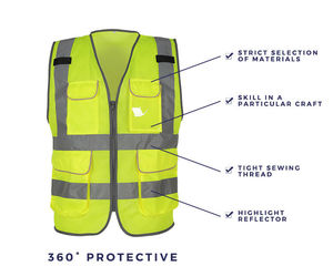 Chaleco de Seguridad Reflectante de Alta Visibilidad, Transpirable, para Otoño, para Trabajadores de la Construcción, con Múltiples Bolsillos y Cierre de Cremallera, 100% - Product Image 2