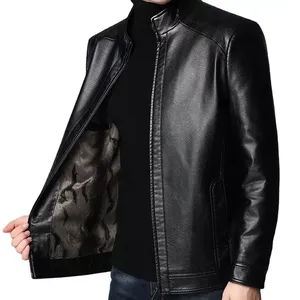 Chaqueta de Invierno para Hombre Elite Urban Adventure, Cierre de Cremallera, Acabado Elegante en Cuero, Tela de Lona, Cuello Alto, Moda Urbana - Product Image 1
