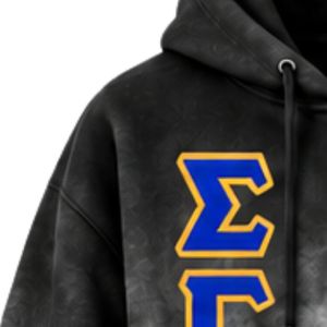 Sweat à capuche oversize pour femme Sigma Gamma Rho, tie-dye, noir et blanc, avec lettres grecques personnalisées imprimées, pull décontracté en molleton, streetwear - Product Image 3