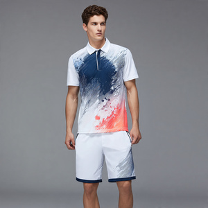 Printed Men's Customizable Sports Tennis Suit Breathable <b>Badminton</b> Polo Shirts and Shorts Sets Customizable Tennis Uniforms - Product Image 1