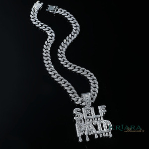 Colgante de diamante cultivado en laboratorio estilo Hip Hop, con letra personalizada, de plata 925 con baño de rodio y chapado en oro de 18K, para hombre - Product Image 4
