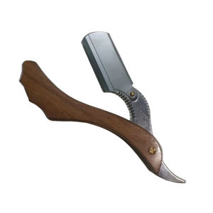 Durable Stainless Steel Folding <b>Straight</b> <b>Razor</b> with Plastic Handle for Professional Salon Men's Face & Bikini Shaving - Product Image 5