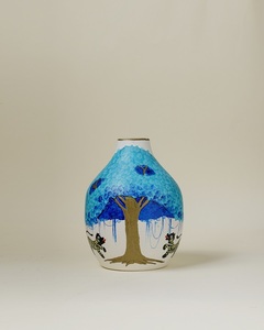 Vase en céramique décoratif Phad Blue Tree & Tigers, peint à la main, poterie artisanale de luxe, vase à fleurs pour la décoration moderne de la maison - Product Image 6