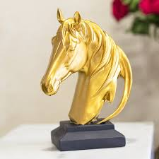Figura de Cabeza de Caballo en Latón Chapado en Oro, Escultura Animal, Decoración para el Hogar, Pieza de Arte Fundido - Product Image 2