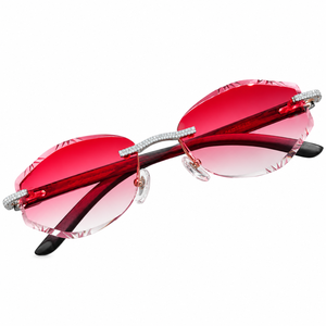Hot <b>Sale</b> Men's Luxury Pink Sunglasses Anti-Reflective Glass Moissanite Diamond Trendy Classic Design Stainless Frame Custom Fine - Product Image 1