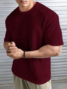 T-shirts en coton gaufré couleur personnalisée – Livraison rapide – Chemises en coton gaufré - Product Image 3