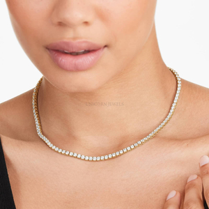 Collar moderno con diamante cultivado en laboratorio de 0.50 ct, corte brillante redondo, chapado en oro blanco, amarillo y rosa, proveedor mayorista de joyería. - Product Image 1