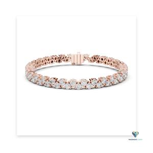 6.20 CT Rose <b>Gold</b> Round Lab Grown Diamond Tennis Bracelet in 18K <b>Solid</b>, 7 Inch Classic Collet Set Linear Link Bracelet for Women - Product Image 5