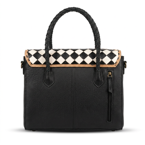 2026 New Arrival High Women's 100% Genuine <b>Leather</b> Tote Bag Floral <b>Tooled</b> Pattern Vintage Style Checkered Design All Seasons Use - Product Image 4