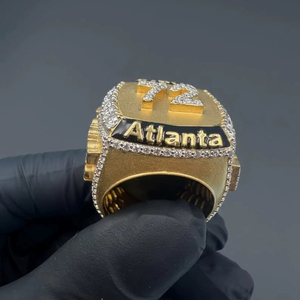 Personality Two Tone Design Luxury Hip Hop Jewelry <b>925</b> <b>Silver</b> Brilliant Cut VVS Moissanite IGI Certified Cocktail <b>Ring</b> Men's - Product Image 4