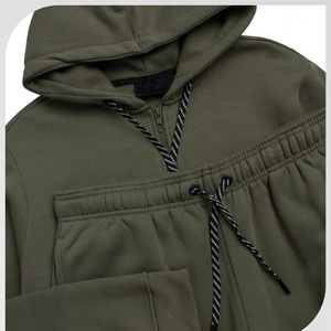 Oem Service 100% Cotton Plus Size Solid Casual Winter Tracksuit Men Fleece Full <b>Zip</b> <b>Hooded</b> Joggers Breathable Tracksuit Men - Product Image 4