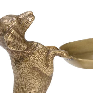 Sculpture de chien dorée de table et plateau – Figurine animale moderne, décoration d'intérieur, art métallique de table, ornement de chambre, plateau de service pour bonbons - Product Image 3