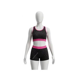 Ensembles d'échauffement personnalisés en strass, tenue athlétique en strass pour cheerleading, vêtements d'entraînement, soutien-gorge et short de sport en strass AB - Product Image 1