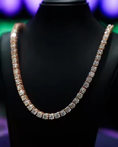 Luxury Silver Cuban Link Chain Fully Iced Out Yellow / <b>Rose</b> And White Gold VVS Studded Moissanite Diamond Tester for Wedding - Product Image 4