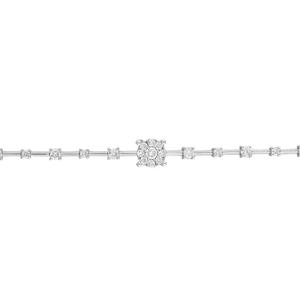 Pulsera de tenis de plata de ley 925 con centro de diamantes en racimo, elegante joyería fina para mujer - Product Image 4