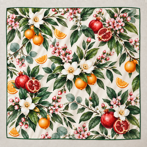 Custom Printed Fruit <b>Scarf</b> Square Tassel Soft Lightweight Womens Headscarf OEM ODM Manufacturer Wholesale - Product Image 4