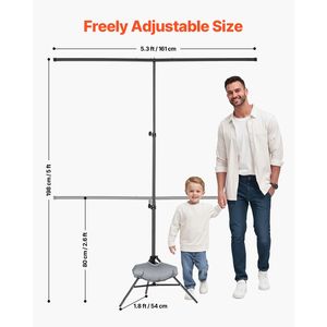 Supporto per Sfondo Fotografico Portatile Regolabile 5 x 6,5 ft, Kit Resistente con 3 Barre Trasversali, Accessorio per Studio Fotografico - Product Image 3