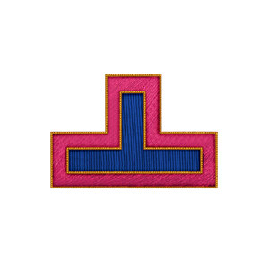 Custom Embroidered Rank Insignia Patch Masonic Regalia Badge Pink Blue <b>Sew</b>-On Beads Gold Border OEM ODM T Shape Solid Color - Product Image 1