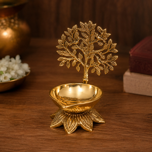Lámpara de aceite moderna de latón para Puja, pequeña, tipo Diya, de metal, para decoración del hogar, regalo de agradecimiento - Product Image 4