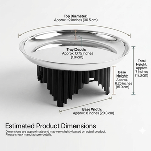 Metal Silver <b>Cake</b> <b>Stand</b> Elevated By Distinctive Fluted Architectural Black Pillars Perfect For Striking Dessert Presentations - Product Image 3