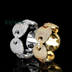 Moissanite <b>Cocktail</b> <b>Ring</b> 925 Silver 18K <b>Gold</b> Pave Setting Geometric Luxury Women's Wedding Jewelry - Product Image 3